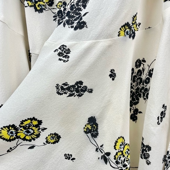 A.L.C. Hadley Cream Floral Silk Sleeveless V Neck Belted Dress Size 4 - Picture 8 of 9